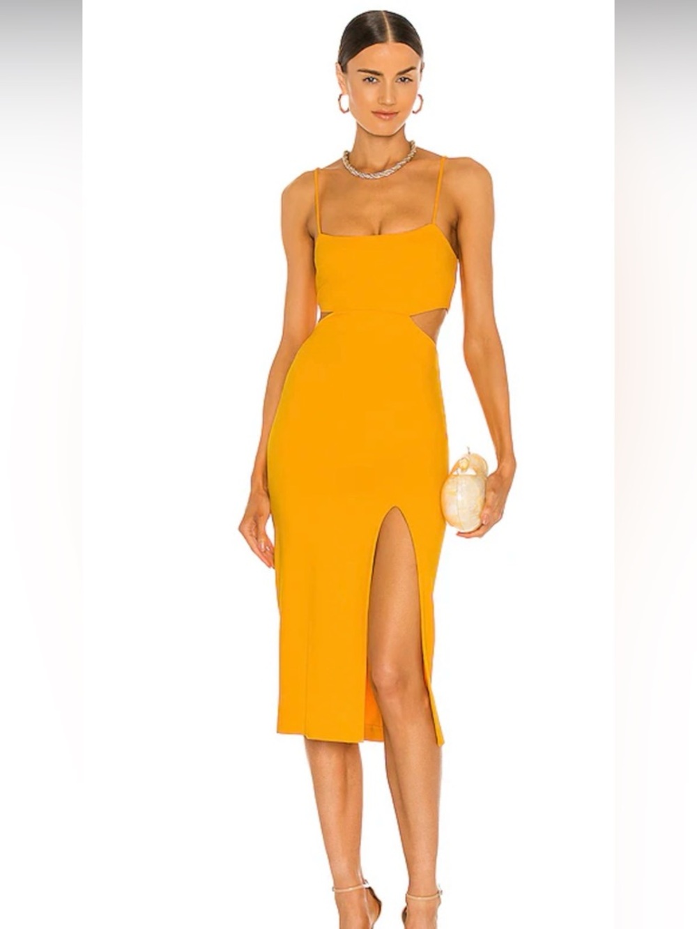 H:ours Haydon cut out bodycon dress in canary yellow
